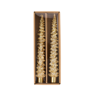 CANDLE SET - GOLD CHRISTMAS TREE TAPER